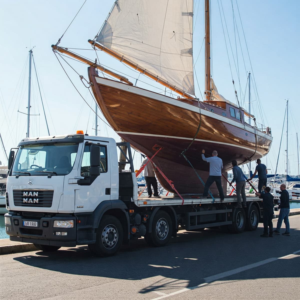 Boat being transported on a trailer